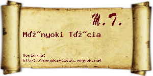 Mányoki Tícia névjegykártya